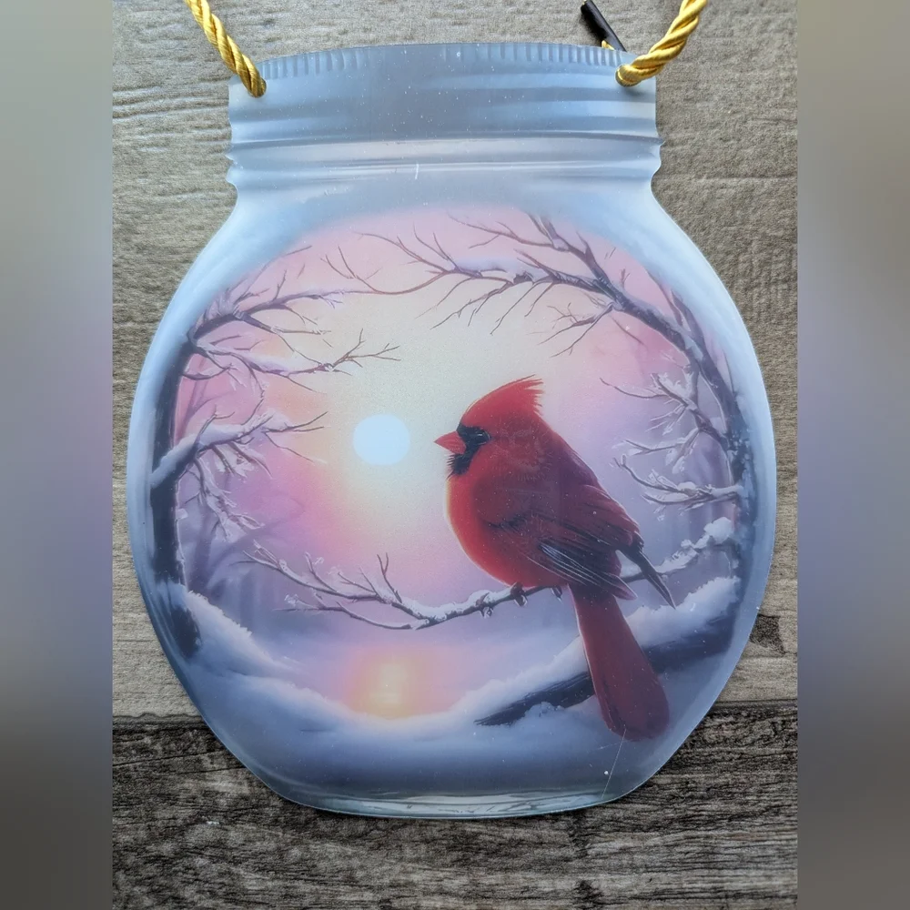Cardinal Acrylic Winter Suncatcher